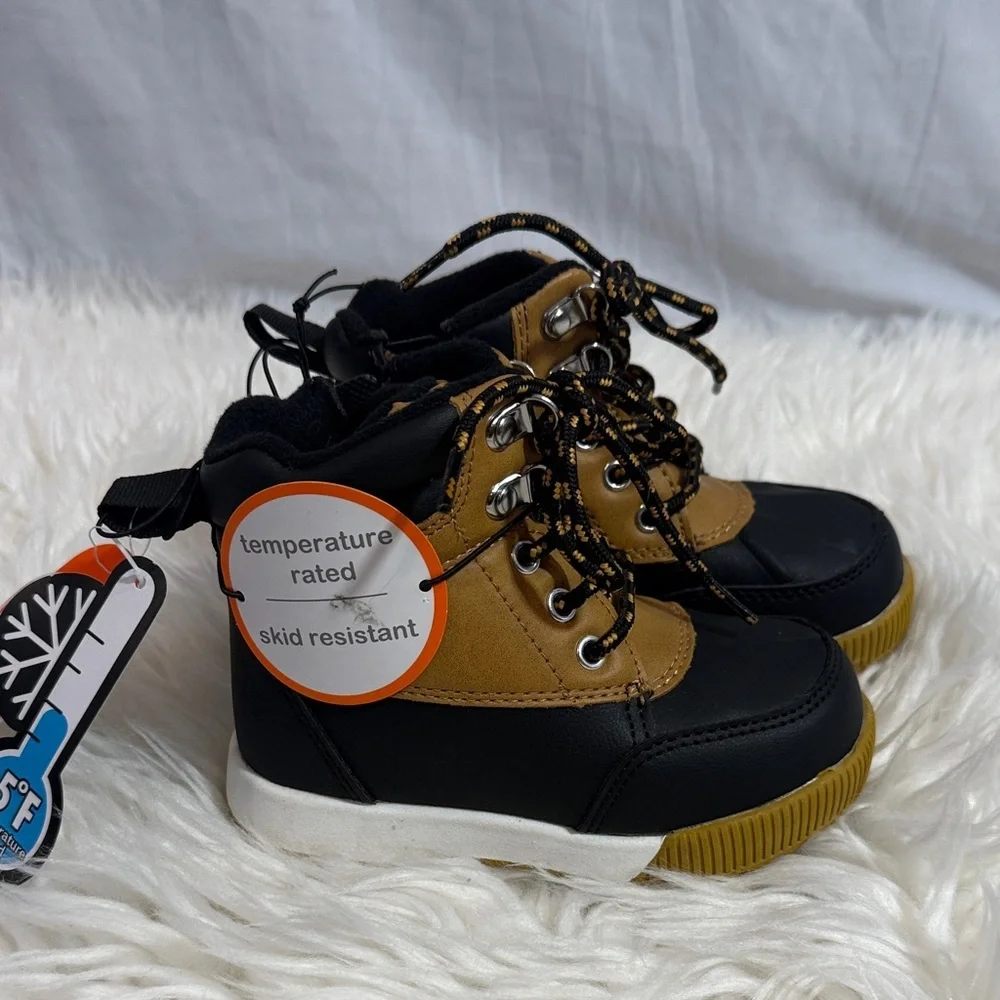 NWTKids Black and Tan Insulated Winter Boots - Temperature Rated, Skid Resistant
